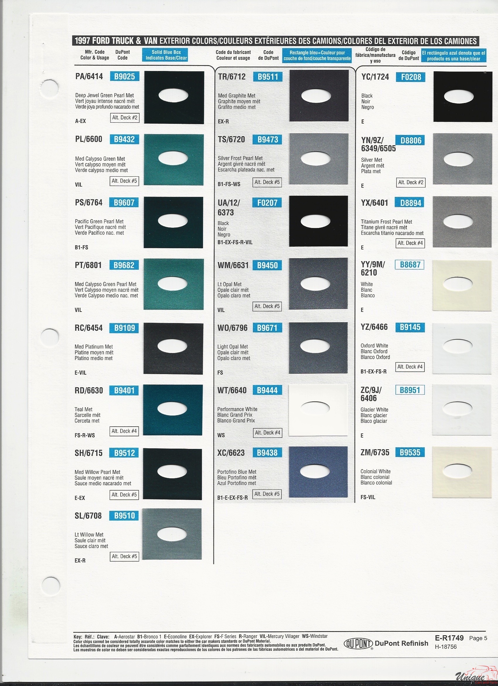 1997 Ford-4 Paint Charts